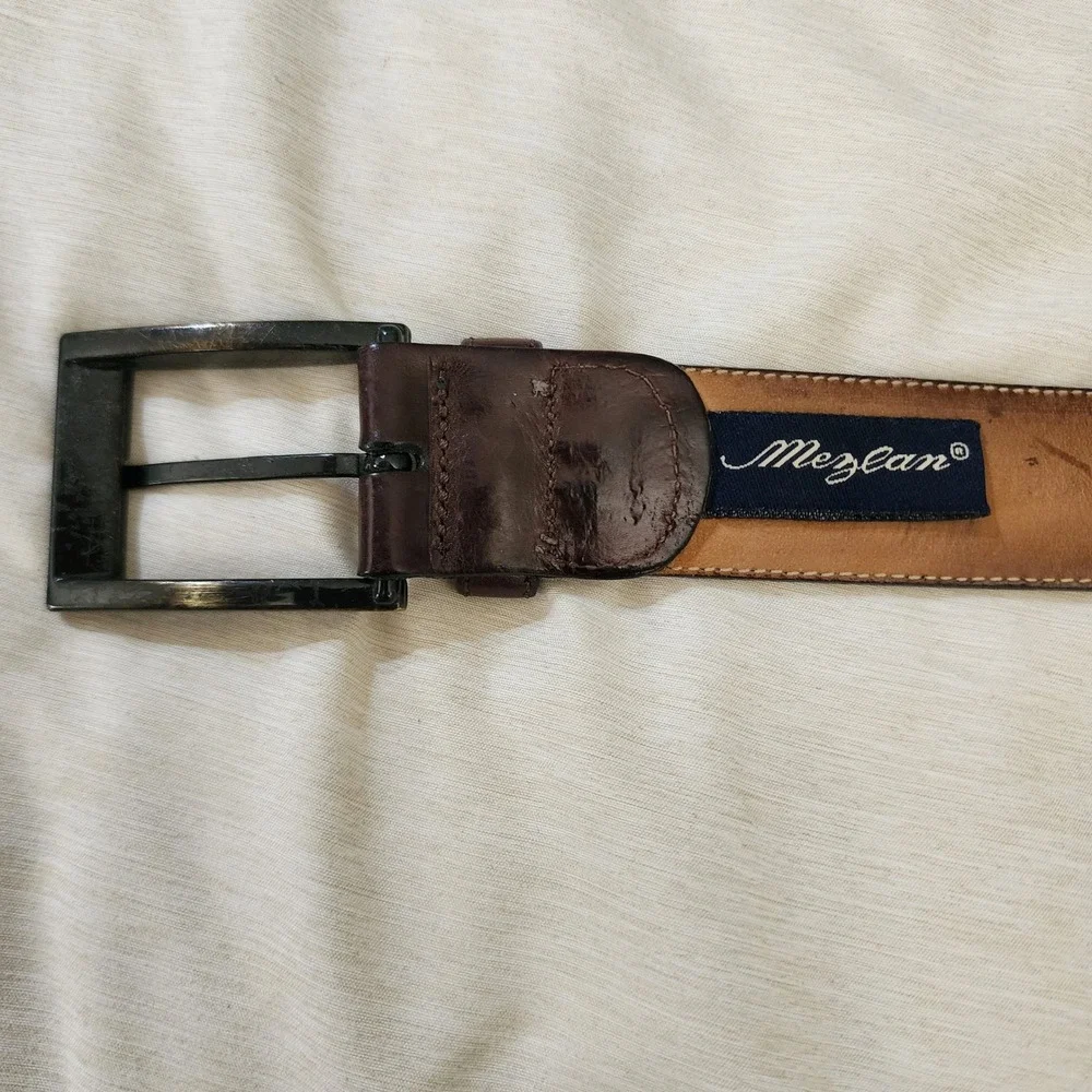 Mezlan Dress Belt Mens 34 Brown Good Braided Leather Made in Spain 4949 Western